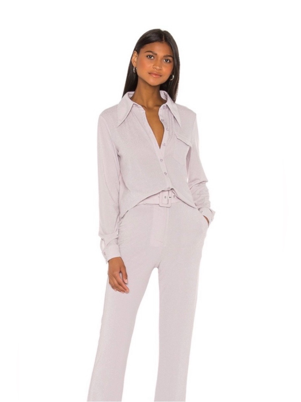 Song of Style Nori Lavender
Lilac Shimmer Blouse and Trousers Set